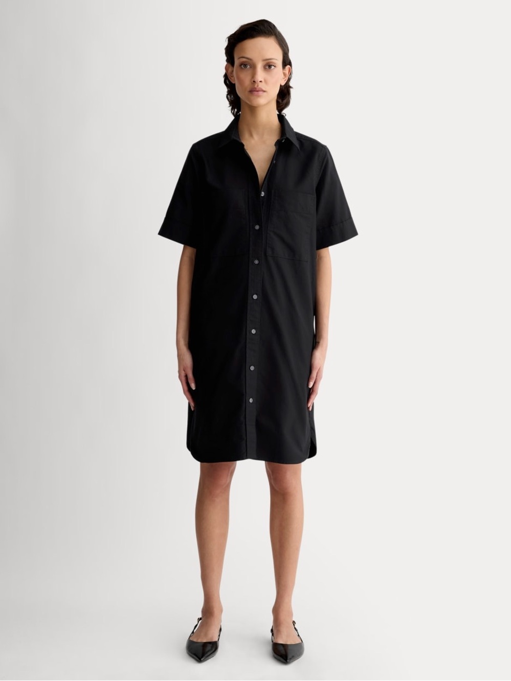 Everlane The Oxford Short-Sleeve Shirt Dress in Black, Size M, NWT